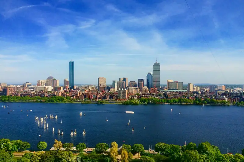 Boston skyline across the Charles River, United States