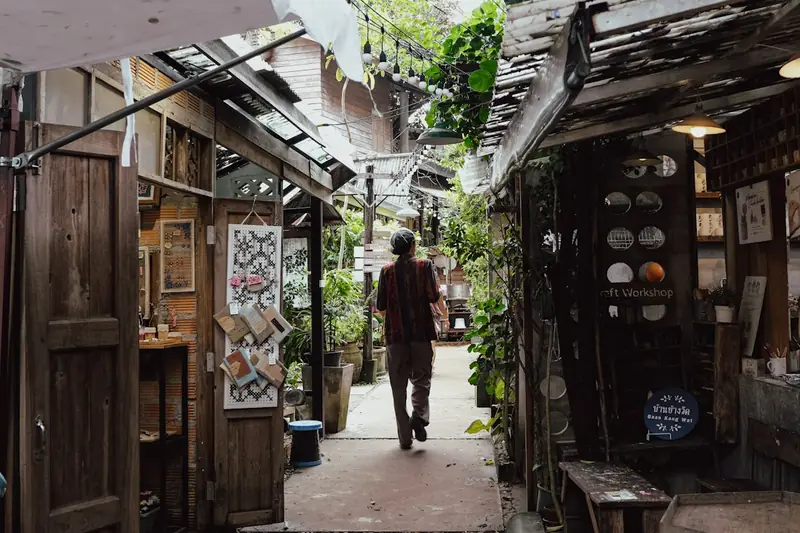 A leafy artisan alleyway in Chiang Mai