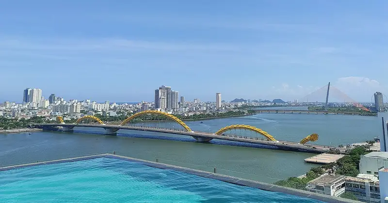 Dragon Bridge crossing the Han River in Da Nang, Vietnam