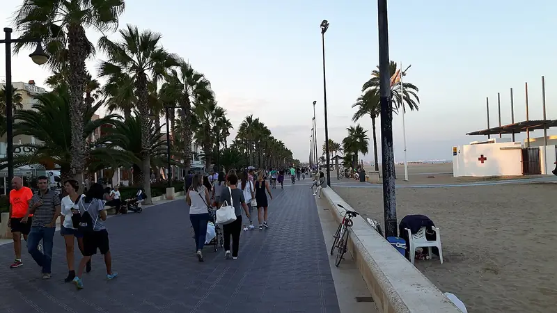 Malvarrosa Beach and the coast of Valencia, Spain